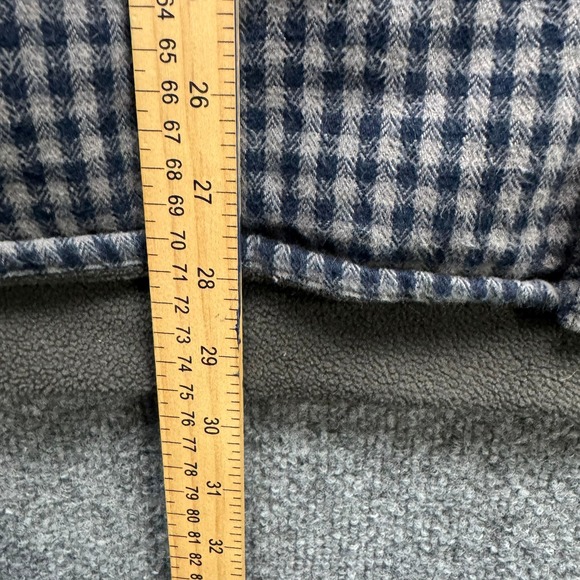Cabela's Shirt Jacket Men's L Navy Gray Gingham Long Sleeve Fleece Lined Flannel - Picture 6 of 12
